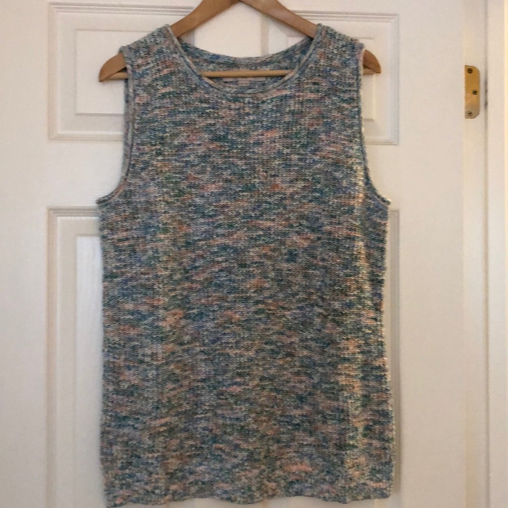 Loft Plus , 16/18, peach, teal, blue, white knitted sleeveless tank